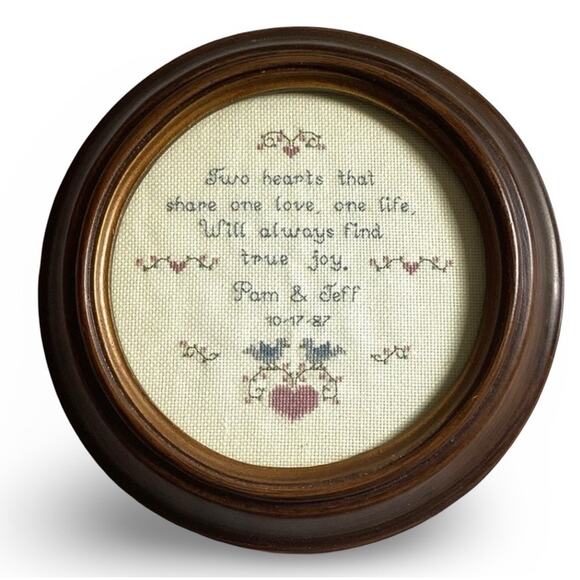 Vintage Framed Embroidery Sampler- 1980s - Picture 1 of 6